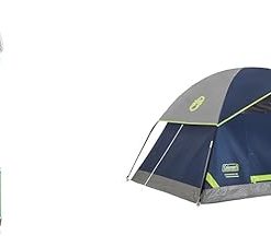 Coleman LED Lantern with BatteryGuard Technology, Water-Resistant 600L/1000L Lantern with 4 Light Modes, Up to 25% More Battery Life Than Traditional Lanterns & 2-Person Sundome Tent, Navy