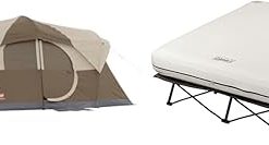 Coleman WeatherMaster 10-Person Camping Tent + Coleman Camping Cot, Air Mattress, & Pump Combo