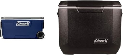 Coleman 316 Series Insulated Portable Cooler with Heavy Duty Wheels & Portable Rolling Cooler | 50 Quart Xtreme 5 Day Cooler with Wheels