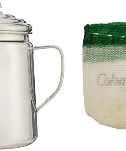 Coleman 12-Cup Stainless Steel Percolator Coffee Pot Bundle with 4-Pack Lantern Mantles for Fueled Lanterns