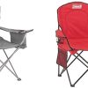 Coleman Camping Chairs with Built-in 4 Can Coolers, Grey/Black and Red, 37" x 24" x 40.5"