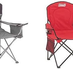 Coleman Camping Chairs with Built-in 4 Can Coolers, Grey/Black and Red, 37" x 24" x 40.5"