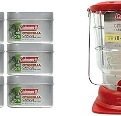 Coleman Pine and Citronella Candle Bundle - 6 Pack of 6 oz Candles and 6.7 oz Lantern