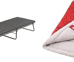 Coleman ComfortSmart Camping Cot with Sleeping Pad & Palmetto Cool-Weather Sleeping Bag, 30°F Lightweight Camping Sleeping Bag for Adults, No-Snag Zipper with Stuff Sack Included