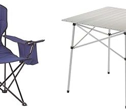 Coleman Portable Camping Chair with 4-Can Cooler - Perfect for Camping, Tailgates, Beach Outdoor Compact Folding Table, Sturdy Aluminum Camping Table with Snap-Together Design