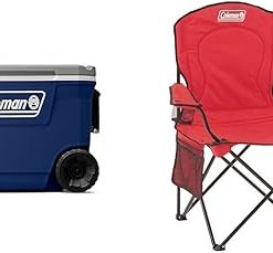 Coleman 62 Quart Ice Chest and Quad Camping Chair with Cooler