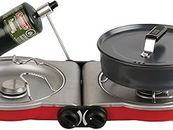 Coleman Fold N Go 2-Burner Propane Camping Stove Portable Folding Camp Stove with Push-Button Instant Ignition 2 Adjustable Burners with Pressure Control and 20000 BTUs of Power