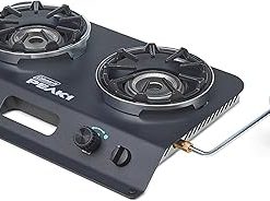 Coleman PEAK1 Portable 2-Burner Camping Stove, Matchless Lighting, Premium Cast Iron Grates, 20,000 BTUs Power, ideal for Camping, Tailgating, and Grilling