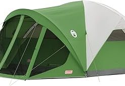 Coleman Evanston Tent with Screen Room 6/8 Person Weatherproof Tent Sets Up in 15 Mins Included Rainfly & Carry Bag Made of PFAS-Free Materials