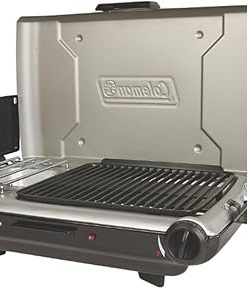 Coleman Tabletop 2-in-1 Grill & Stove with 2 Adjustable Burners, Propane Grill/Stove with Push-Button Starter, Wind Guards, Grease Tray, & 20,000 BTUs of Power for Camping, Tailgating, & More 2