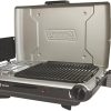 Coleman Tabletop 2-in-1 Grill & Stove with 2 Adjustable Burners, Propane Grill/Stove with Push-Button Starter, Wind Guards, Grease Tray, & 20,000 BTUs of Power for Camping, Tailgating, & More