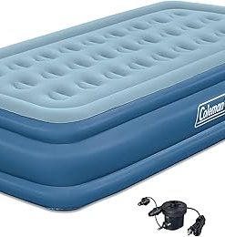 Coleman: SupportRest Plus: 16" Twin Airbed - Handheld A/C Pump, Double-High Inflatable Mattress, Storage Bag, Water-Resistant PVC, Indoor-Outdoor