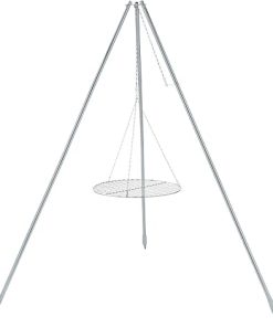 Coleman Tripod Campfire Grill & Lantern Hanger, Grill Grate with Adjustable Height for Cooking Over Fire, Steel Firepit Cooking Rack