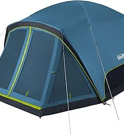 Coleman Skydome Camping Tent with Dark Room Technology and Screened Porch, Weatherproof 4/6 Person Tent Blocks 90% of Sunlight, Sets Up in 5 Minutes, and Includes Extra Storage/Sleeping Place