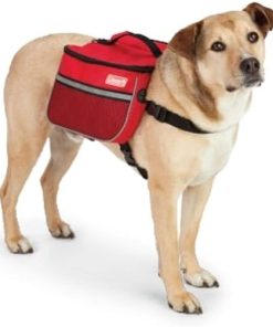 Coleman Dog Backpack Saddle with Leash Ring and Lift Strap - Hound Pack, Travel Gear, Hiking Pouch, and Camping Accessory for Dogs - Red, Medium