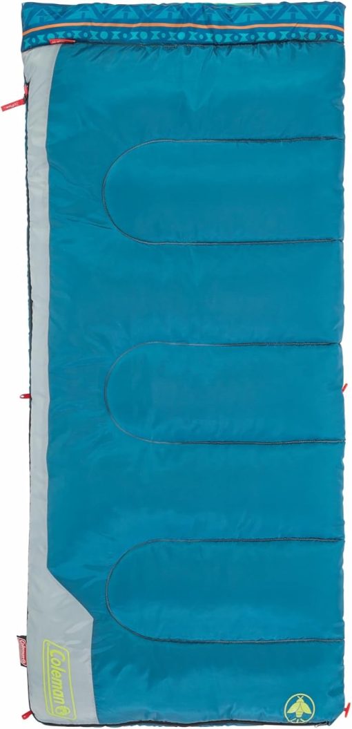 Coleman Kids 50°F Sleeping Bag, Comfortable Youth Sleeping Bag for Sleepovers & Camping, Fits Children up to 5ft Tall, Glow in The Dark Design, Stuff Sack Included, Machine Washable - Image 2