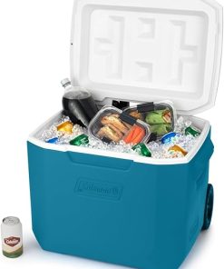 Coleman Chiller Series 60qt Wheeled Portable Cooler Insulated Hard Cooler with Ice Retention & Heavy-Duty Wheels & Handle Great for Camping Tailgating Beach Picnic Groceries Boating & More 2