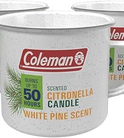 Coleman Scented Outdoor Citronella Candle in Tin Mug, Pine Scented Rustic Outdoor Camping Candle (Pack of 3) 2