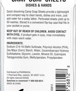 Coleman Camp Soap Sheets – 25 Travel Soap Sheets for Camping, Hiking & Backpacking – Perforated for 50 Washes, Dissolves Instantly in Hot or Cold Water, TSA-Approved for Travel 2