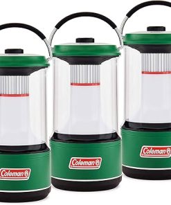 Coleman 1000 Lumens LED Water-Resistant Outdoor Camping Light Lantern with 4 Lighting Modes, and BatteryGuard Protection Technology, Green (3 Pack)
