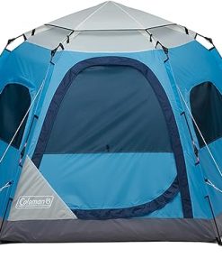 Coleman Camp Burst 4-Person Camping Tent, Umbrella-Style Pop-Up Tent with 45s Easy Setup, Dark Room Option Available, Tub Floor and Taped Seams Keep You Dry, 360° Views