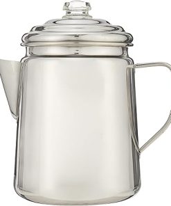 Coleman Stainless Steel Percolator Coffee Pot, 12-Cup Capacity Lightweight Coffee Percolator & 24-Piece Enamel Dinnerware Set, Durable Dishes & Utensils for Camping & Outdoor Use 2