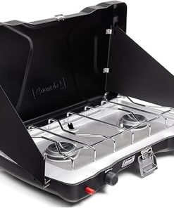 Coleman Triton+ 2 Burner Propane Camp Stove and Camp Chair with Built-in 4-Can Cooler, Black 2