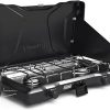 Coleman Triton 2-Burner Propane Stove, Portable Camping Cooktop with 2 Adjustable Burners & Wind Guards, 22,000 BTUs of Power