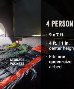 Coleman Carlsbad 4 Person Dark Room Dome Camping Tent with Screen Room, E Ports, Side Windows, and WeatherTec System, Teal Blue/Black 2