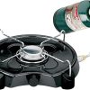 Coleman 1900 Collection 3-in-1 Propane Camping Stove, Cast Iron Grill & Griddle Accessories Included, 24,000 BTUs Across 2 Adjustable Burners with Wind Guards & Matchless Lighting 3