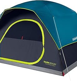 Coleman 4/6/8/10 Person Skydome Dark Room Tent with Rainfly, 5 Minute Setup, Blocks 90% of Sunlight, 20% More Headroom Than Traditional Tents