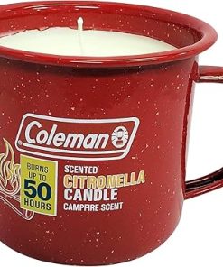 Coleman Scented Outdoor Citronella Candle in Tin Mug, Campfire Scented Rustic Outdoor Camping Candle, Up to 50h Burn Time