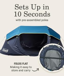 Coleman Pop-Up Camping Tent with Dark Room Technology, 2/4 Person Tent Sets Up in 10 Seconds & Blocks 90% of Sunlight, Includes Pre-Assembled Poles, Adjustable Rainfly, & Taped Floor Seams 2