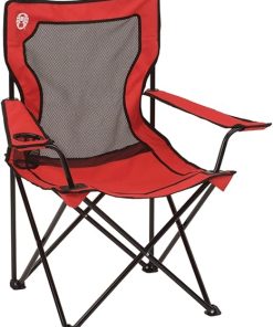 Coleman Broadband Mesh Quad Camp Chair with Carry Bag & Cup Holder, Cooling Mesh Back with Adjustable Arms
