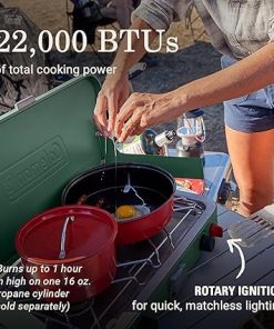 Coleman Cascade 222 2-Burner Camping Stove, Portable Cooktop with 22,000 BTUs, Matchless Lighting, & Dual Wind Guards, Great for Outdoor Cooking, Camping, Tailgating, Grilling, BBQs, & More 2