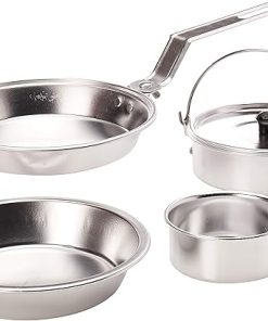 Coleman 5-Piece Outdoor Cooking Set, Includes Frying Pan, Pot with Lid, Plate, & Cup, Outdoor Aluminum Mess Kit for Camping, Tailgating, RVs, & Outdoor Cooking