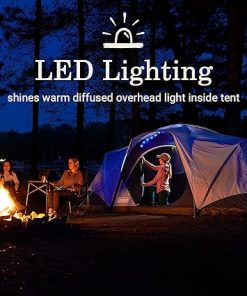 Coleman Skydome Camping Tent with LED Lights, Weatherproof 4/8 Person Family Tent Includes Pre-Attached Poles, Rainfly, Carry Bag, Ventilation and LED Lighting System, Sets Up in 5 Minutes 2