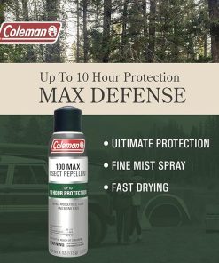 Coleman Insect Repellent Spray, 100% MAX DEET, Protection Against Ticks, Mosquitoes, Chiggers, Gnats, Fleas, Ideal for Camping, Hiking, and Outdoor Activities, 4oz Continuous Spray 2