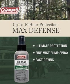 Coleman Insect Repellent Spray, 100% MAX DEET, Protection Against Ticks, Mosquitoes, Chiggers, Gnats, Fleas, Ideal for Camping, Hiking, and Outdoor Activities, 4oz Pump Spray 2