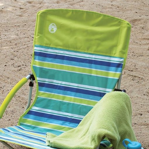 Coleman Utopia Breeze Beach Chair Lightweight Folding Beach Chair with Cup Holder & Carry Bag Portable Supports up to 250lbs - Image 2