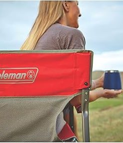 Coleman Outpost Breeze Steel Deck Chair & Broadband Mesh Quad Camping Chair Bundle, 300 & 250 lb Capacity 2