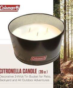 Coleman Outdoor Citronella Candle, 3-Wick Decorative Tin Bucket Candle for Patio, Backyard, Camping, and Outdoor Use, Up to 35 Hours Burn Time, 20oz 2