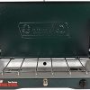 Coleman 1900 Collection 3-in-1 Propane Camping Stove, Cast Iron Grill & Griddle Accessories Included, 24,000 BTUs Across 2 Adjustable Burners with Wind Guards & Matchless Lighting 4