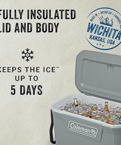 Coleman Classic Series Insulated Portable Wheeled Cooler, Leak-Resistant Outdoor Hard Cooler Keeps Ice up to 5 Days, 62-Quart 2