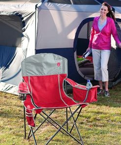 Red and Grey Oversized Quad Camping Chair, with Cooler 2