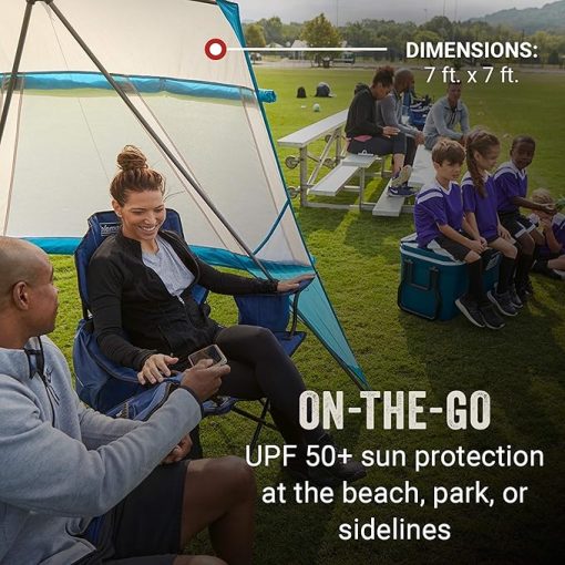 Coleman Backpack Sun Shelter, Portable 7x7ft Canopy Tent with Easy Setup, Lightweight Shade Tent for Beach, Park, Sidelines, & More, Backpack Carry Bag - Image 2